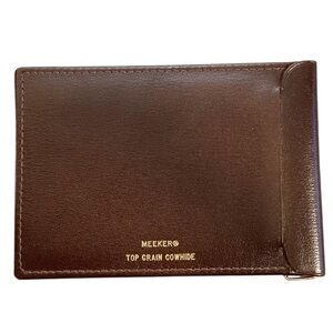 Meeker Men’s Brown Leather Top Grain Cowhide Bifold Money Clip NWOT Vintage 80s
